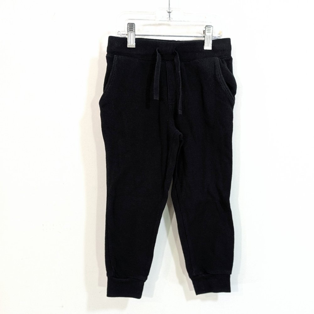 Polo Ralph Lauren Black Thermal Joggers - Waffle Weave Pull On Pants Size 4 Boys